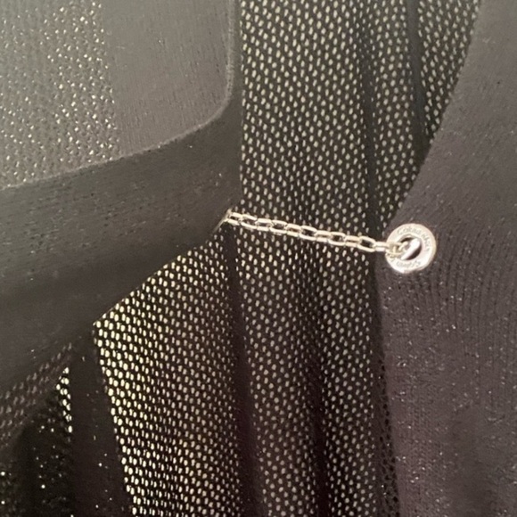 Open Knit Weave Cape Poncho Coat Open Knit Weave Cape Black Metallic One Size - Picture 2 of 15